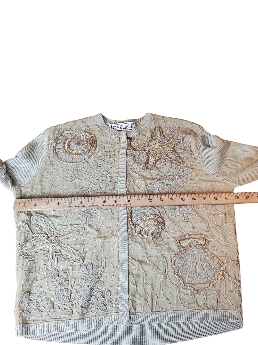 Vintage CARLISLE 100% Silk Sea Life Embroidered Cardigan Jacket Med. #353 - Picture 7 of 10
